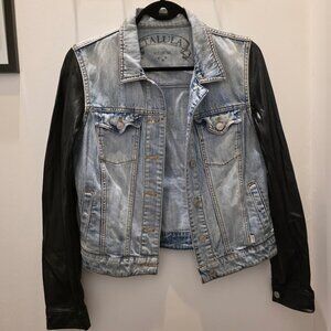 Talula Jeans Coat with Black Sleeves (faux leather)